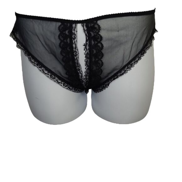 NEW Vintage 70s Fredrick's of Hollywood sheer black crotchless panties underwear - Picture 1 of 9